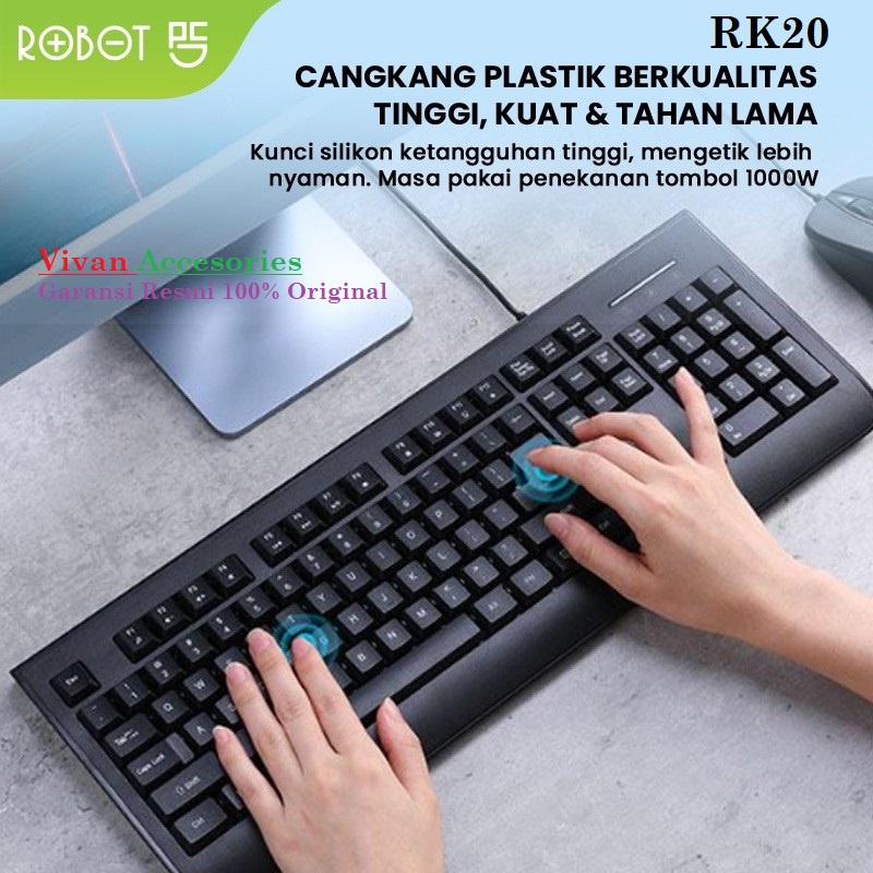 Jual ROBOT RK20 Keyboard Kabel Mini Office Wired Keyboard Ultra Thin ...