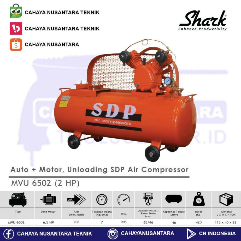 Jual Mesin Kompresor Angin Unloading 2 HP SDP MVU 6502 Shopee Indonesia