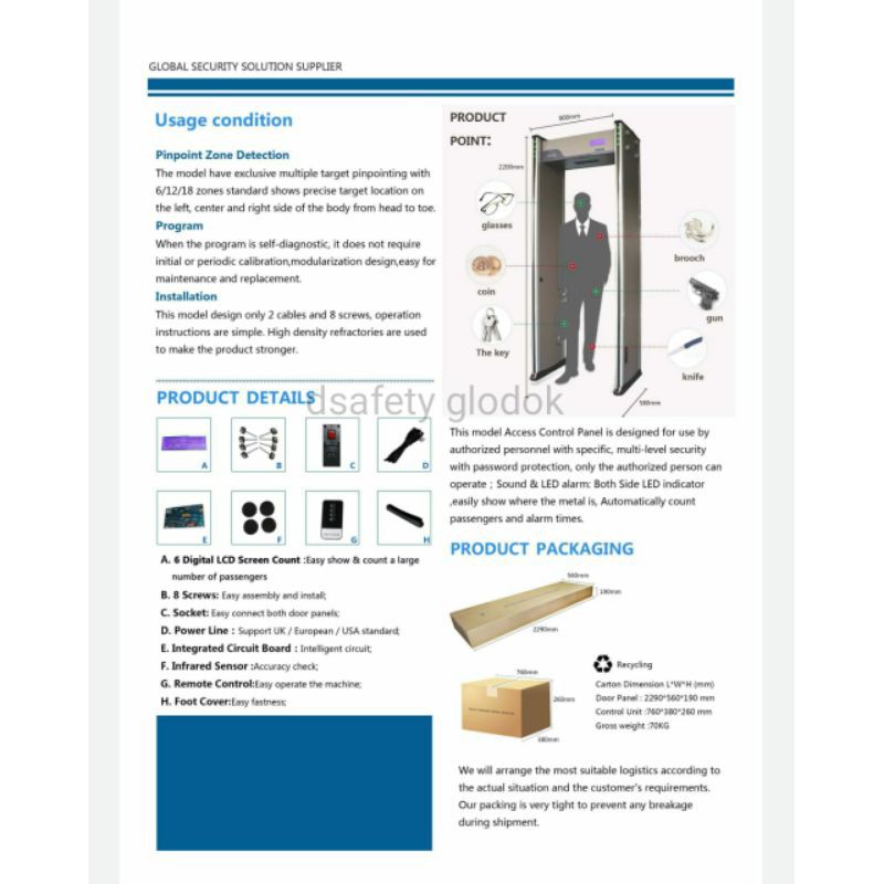 Jual pintu metaldetector multizones walkthrough 6 zone promo Shopee