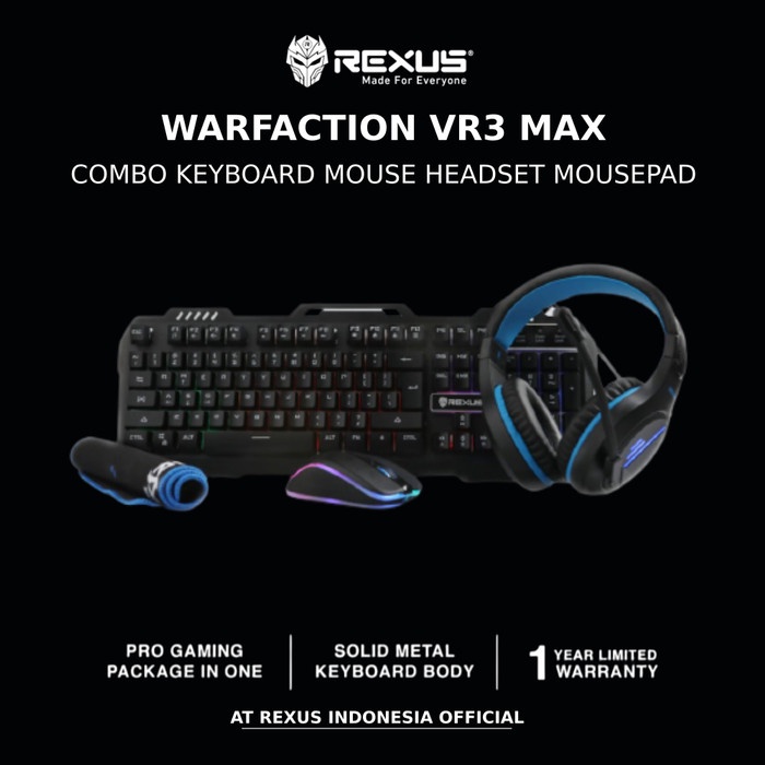 Jual Paket Gaming Rexus Warfaction VR3 / VR-3 Isi Keyboard Mouse ...