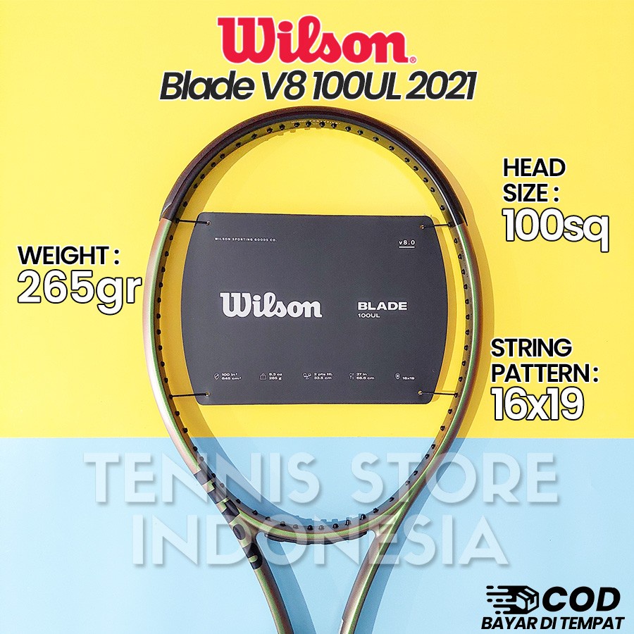 Jual Wilson Blade 100UL V8 2021 100 Sq / 265 Gr 100 UL ( Raket Tenis ...