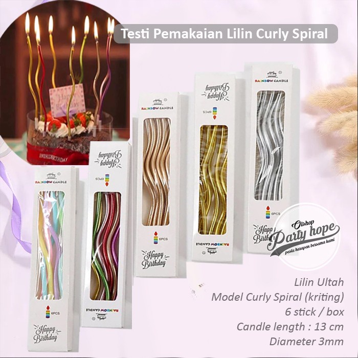 Lilin Ulang Tahun Spiral Kriting / lilin hbd Spiral curly / lilin kue