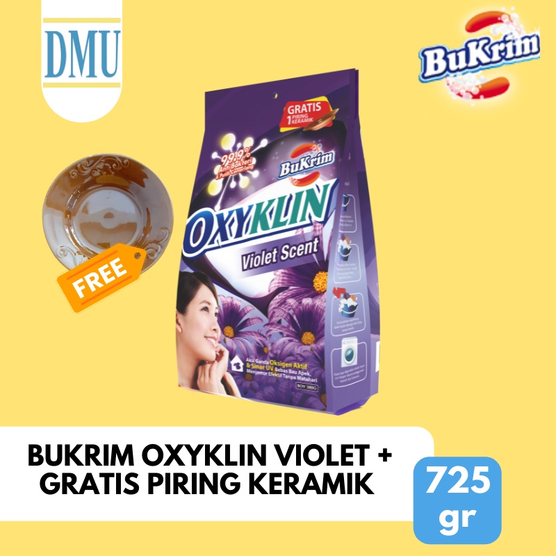 Jual Sabun Detergent Bubuk BuKrim Oxyklin Violet 725gr + Gratis Piring ...