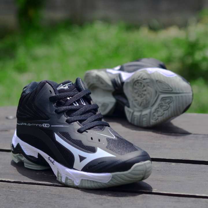 Sepatu Voli Mizuno Wave Lightning Z6 Mid WLZ6 WLZ 6 Original Free Box hitam stabilo old skool