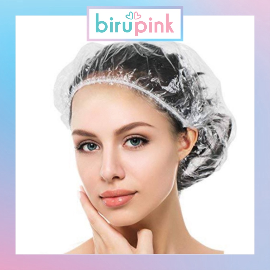 Jual BiruPink Shower Caps Plastik Sekali Pakai Serbaguna Plastik
