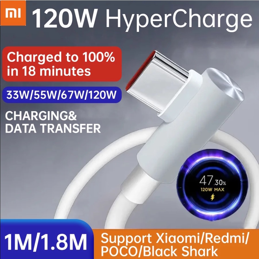 Jual Xiaomi Kabel Charger Type C Turbo Charge 120W 67W 33W 6A MI