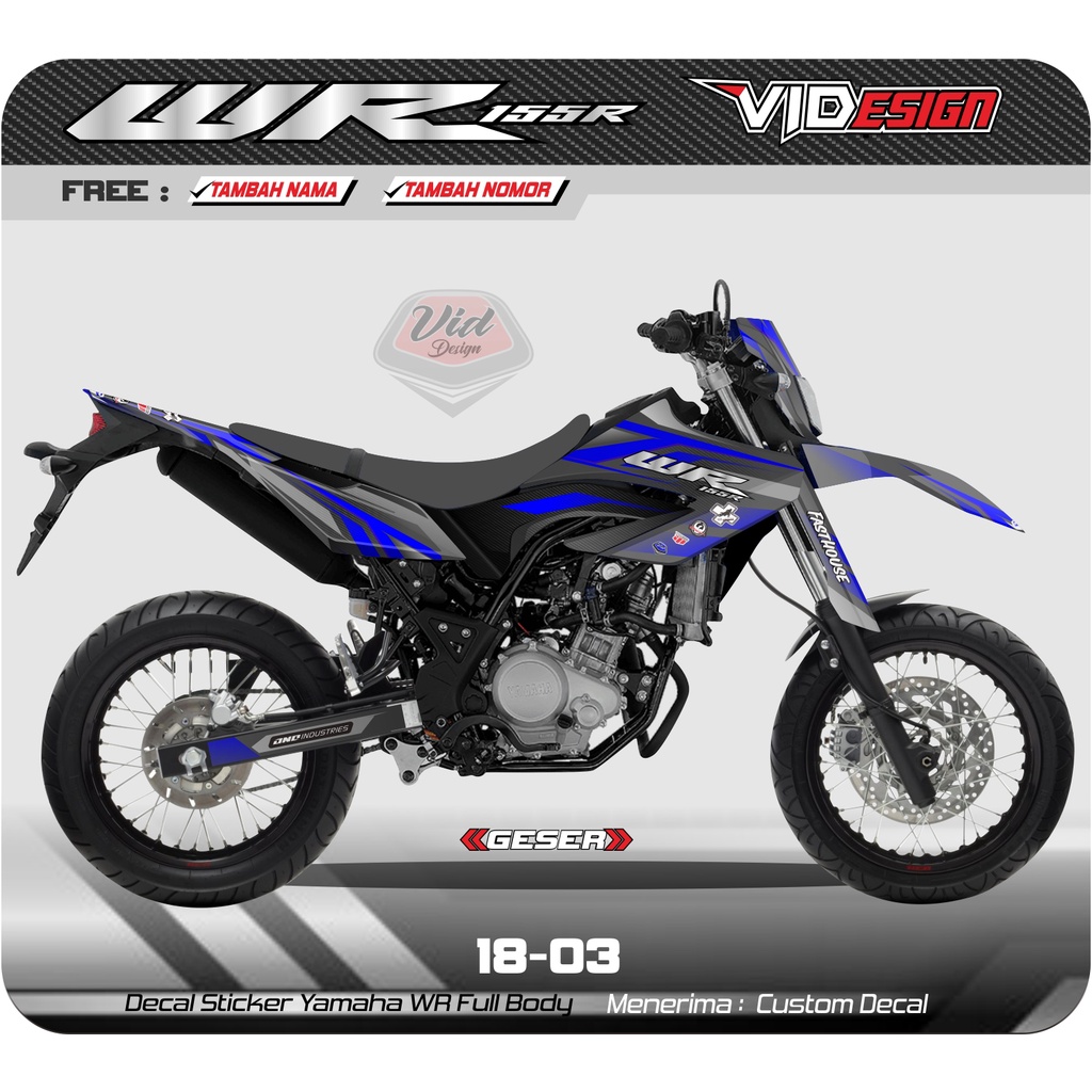 Jual Stiker setiker Sticker Decal Dekal Yamaha Wr 155 Biru Doff Super ...