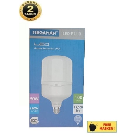 Jual Lampu LED T BULB MEGAMAN 50 WATT 6500K Cahaya Putih Bergaransi Shopee Indonesia