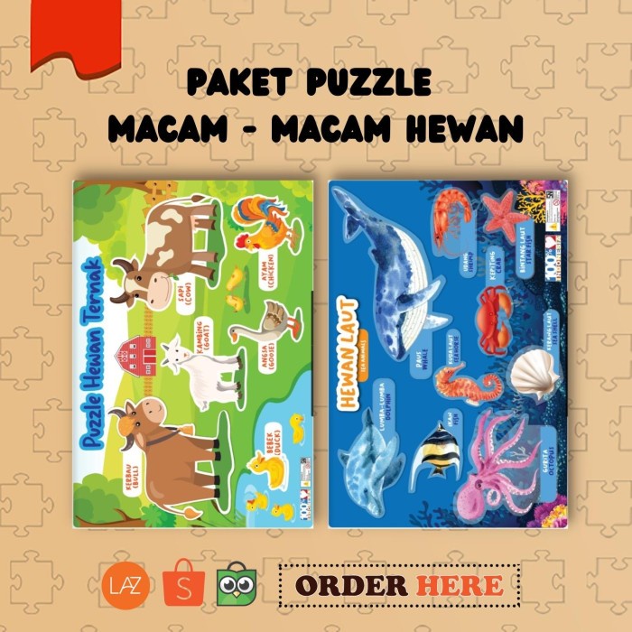 Jual Wow Paket Puzzle Macam-Macam Hewan Hewan Ternak Dan Hewan Laut ...