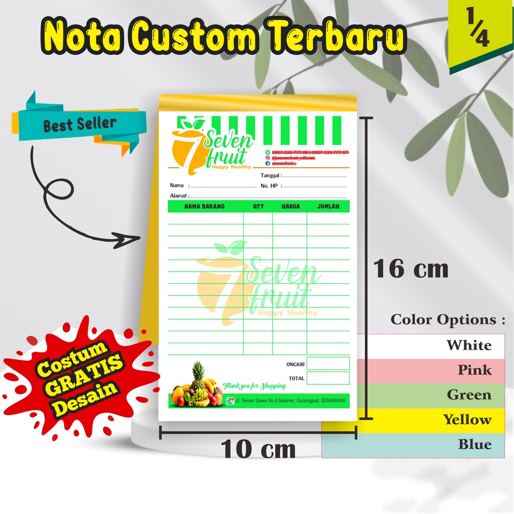 Jual Nota Kekinian Custom 1/4 rangkap Terjangkau Desain Gratis | Shopee ...