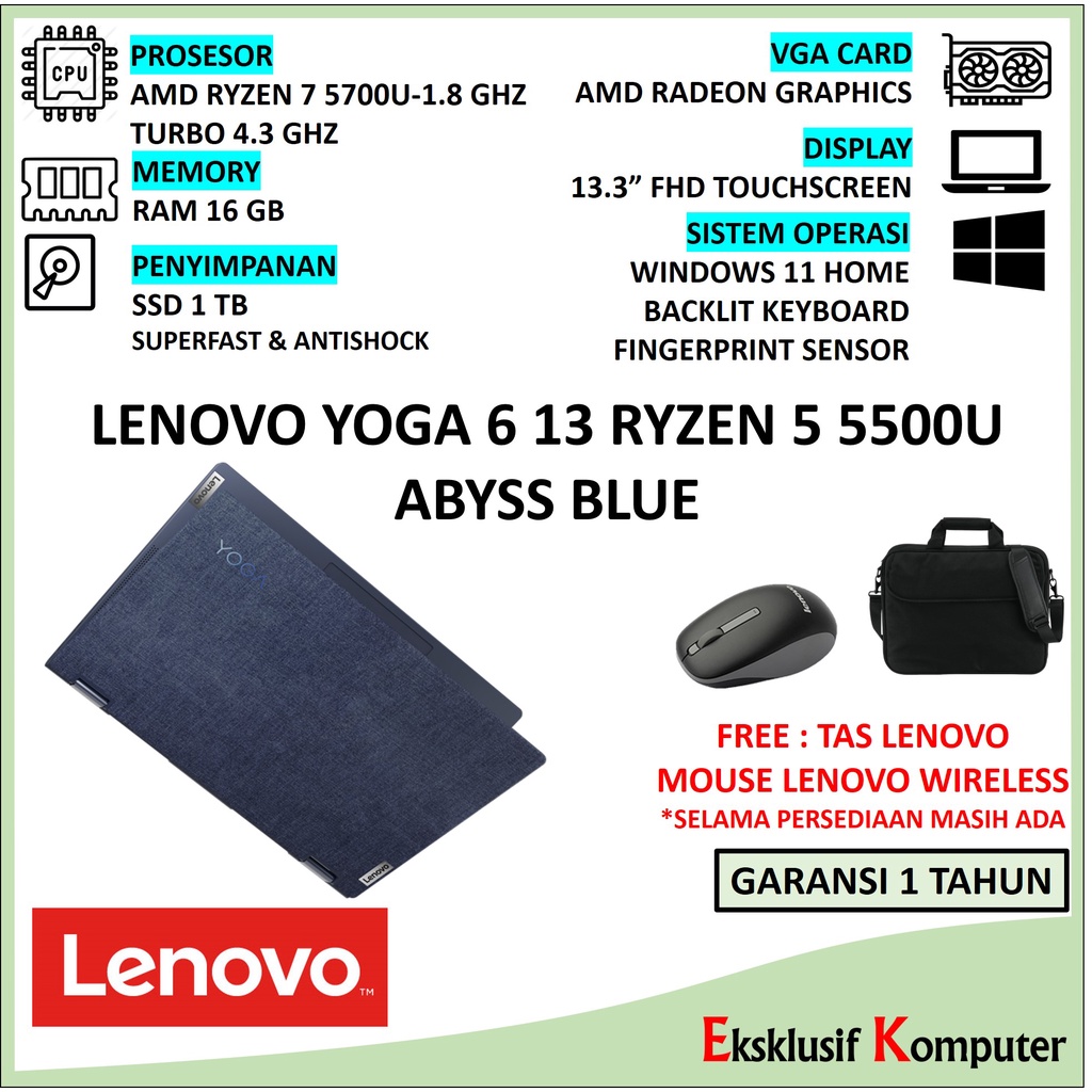 Jual Laptop 2 In 1 Lenovo Yoga 6 13 2in1 Amd Ryzen Series 13 3 Fhd