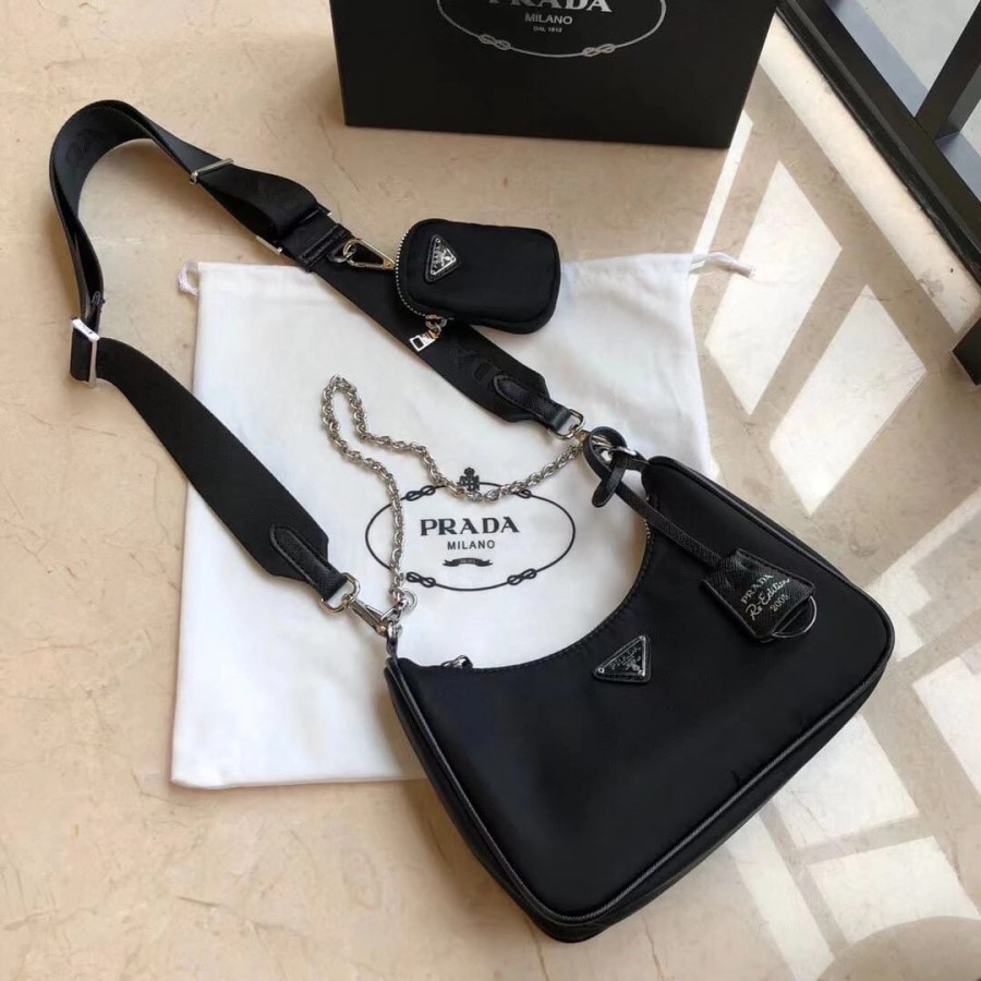 Tas Prada Slingbag multipochette Original Tas Selempang Bahu Slingbag Sling Bag Shoulderbag Shoulder Bag Prada Wanita Original