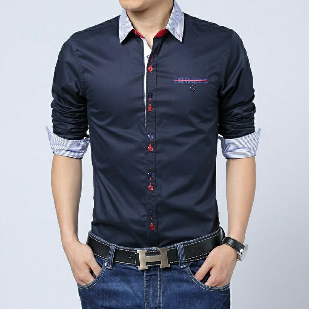 Kemeja Lengan Panjang Galene Maroon Black