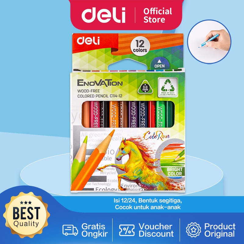 Jual Deli Color Run Color Pencil / Pensil Warna 12 Warna Desain ...