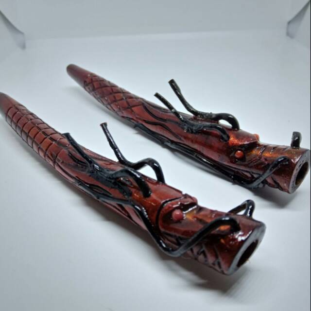 Jual Pipa rokok tali arus merah ukir naga panjang 14cm lubang ...