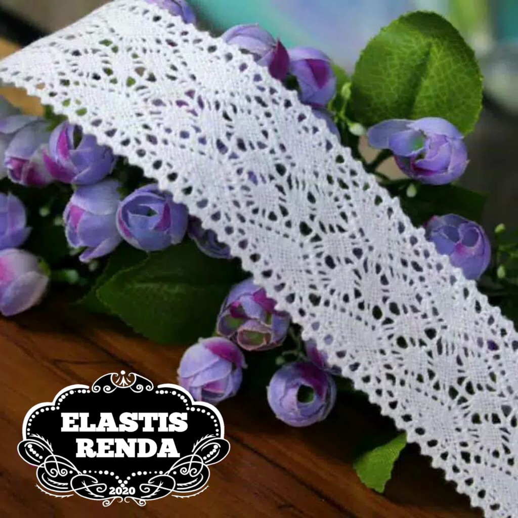 Jual (Per Meter) Renda Rajut Putih Motif Cantik Lebar 4Cm | Shopee ...