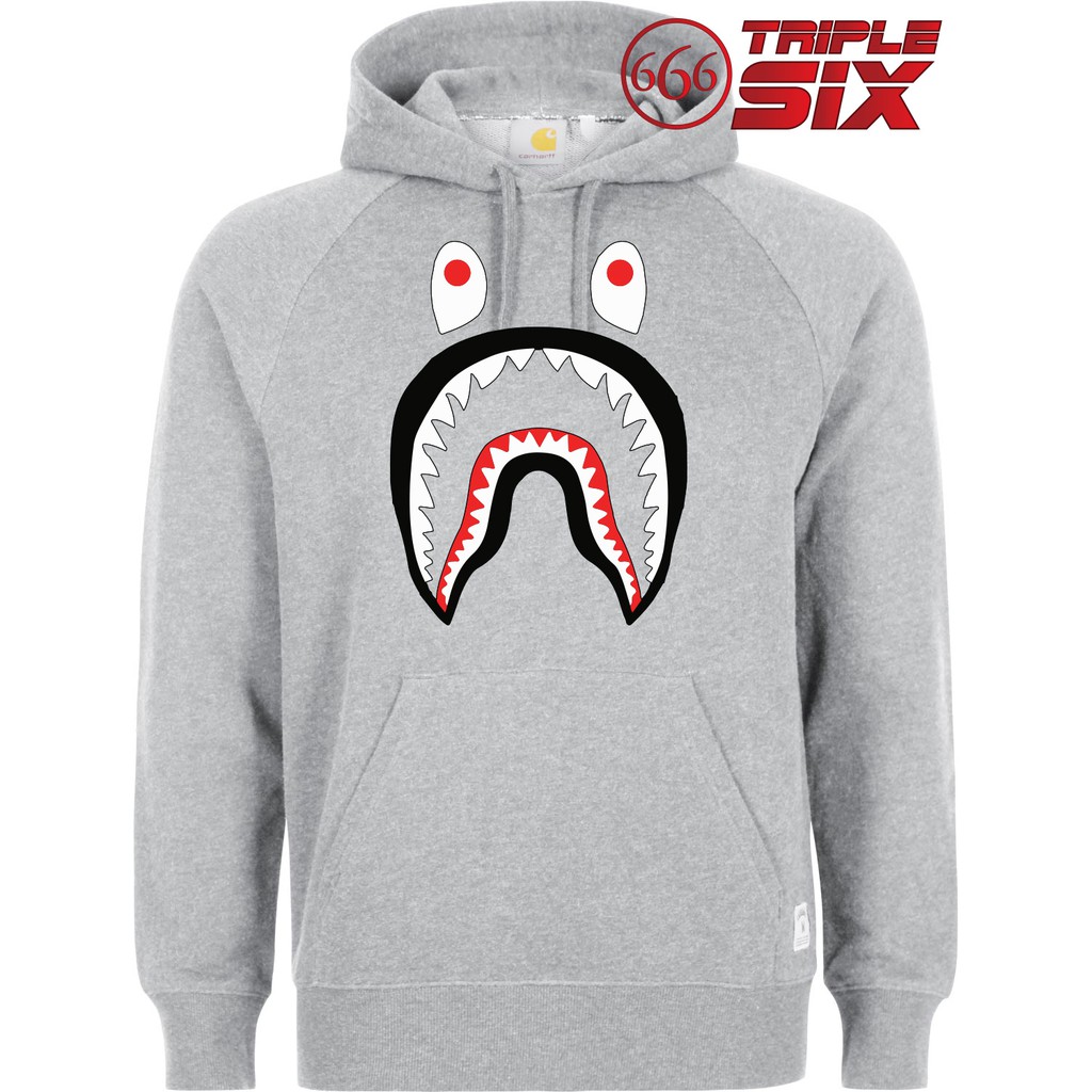 Jual TRIPLESIX Jaket Hoodie Bathing ape BAPE Shark Grey Shopee Indonesia