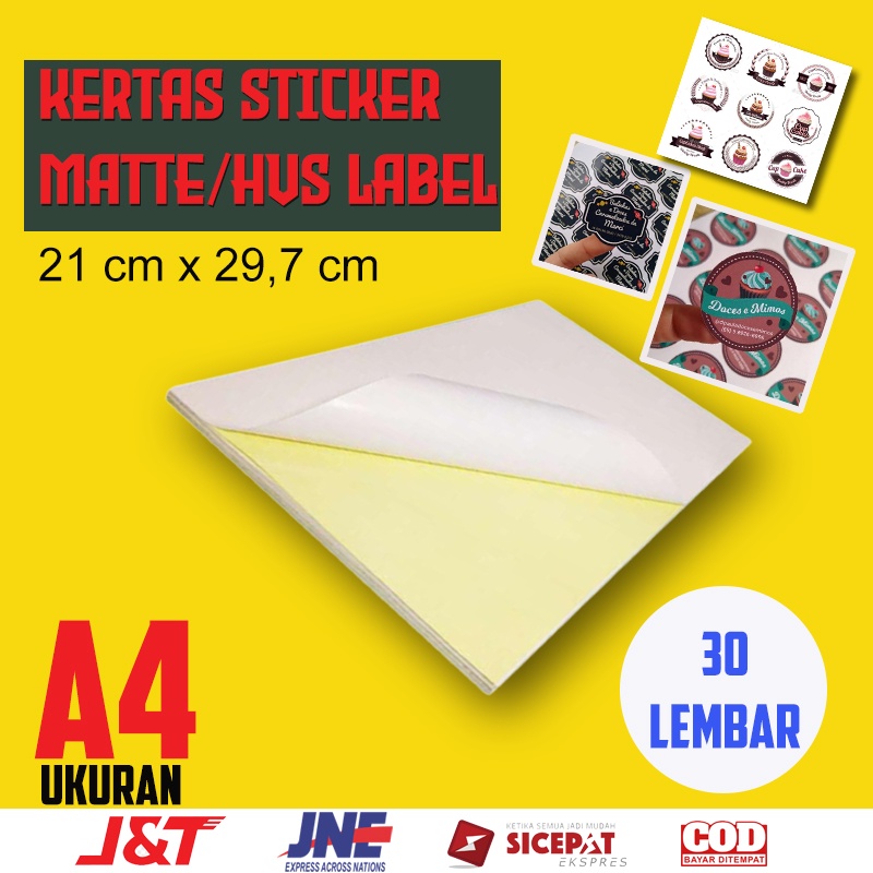 Jual Kertas Stiker Doff Mate Matte Ukuran A4 Kertas Sticker Label