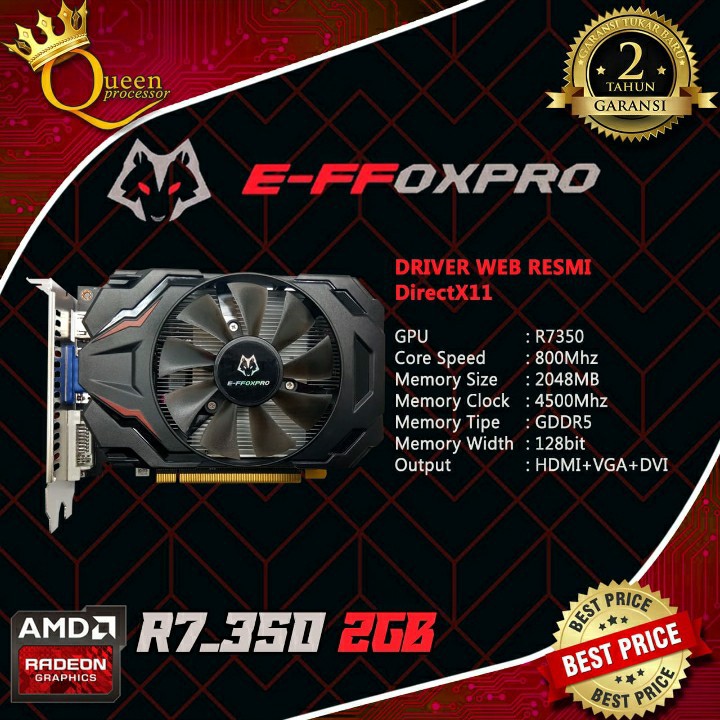 Jual Vga AtiRadeon R7 350 2GB EffoxPro DDR5 Shopee Indonesia