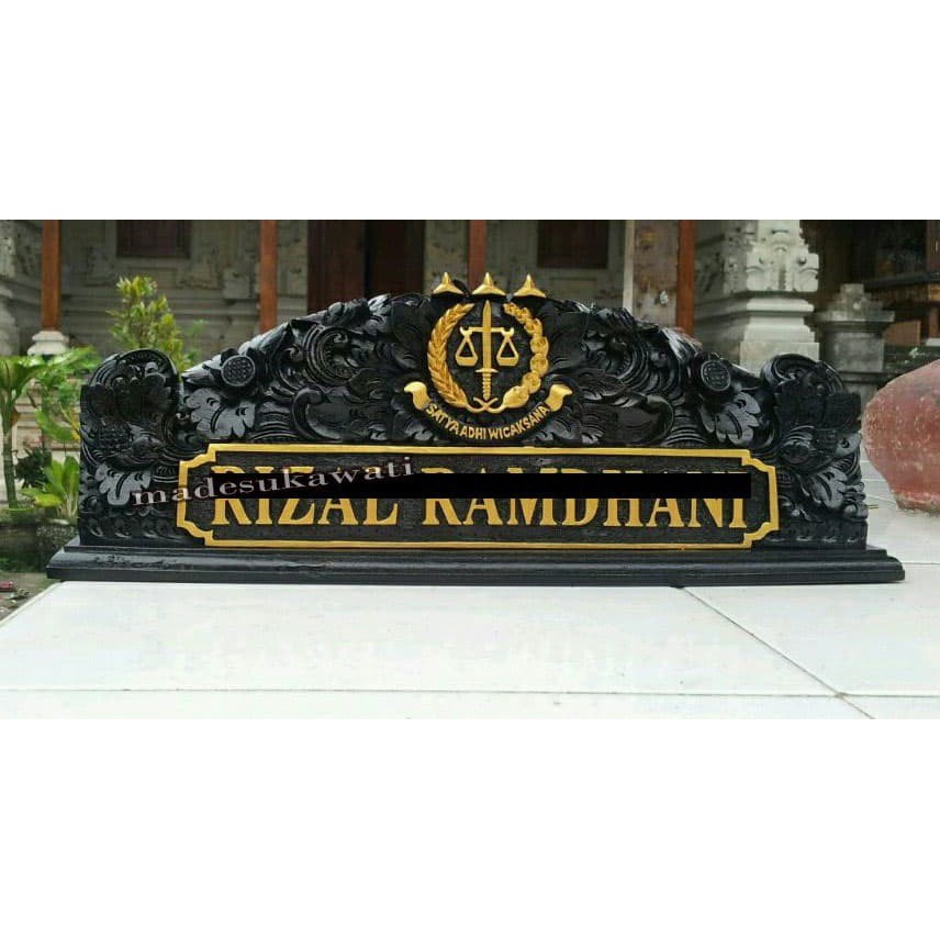 Jual Papan Nama Meja Kayu Ukir Bali Lambang Kejaksaan Shopee Indonesia