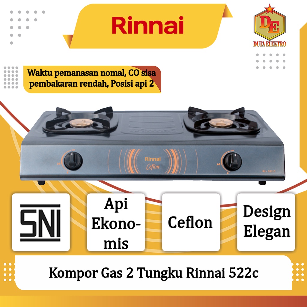 Jual Kompor Gas 2 Tungku Rinnai 522c | Shopee Indonesia