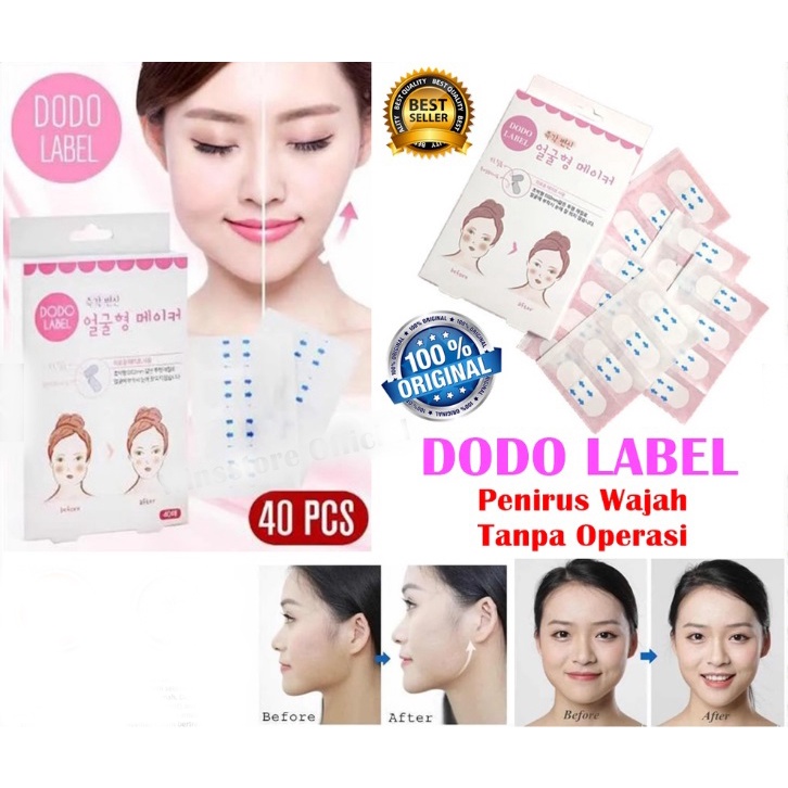 Jual 40 pcs DODO LABEL face lift tape for V shape Label stiker Penirus ...