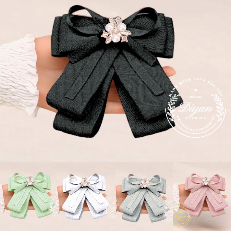 Jual pita aplikasi korean ribbon brooch 2 | Shopee Indonesia