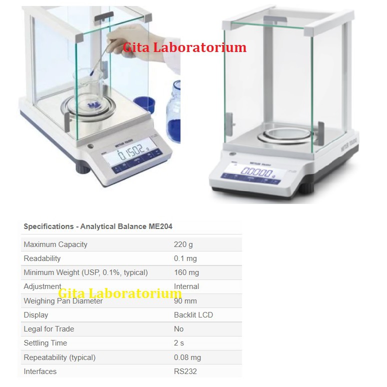 Jual Timbangan Analitik 220gr x 0.1mg ME 204 Mettler Toledo Timbangan