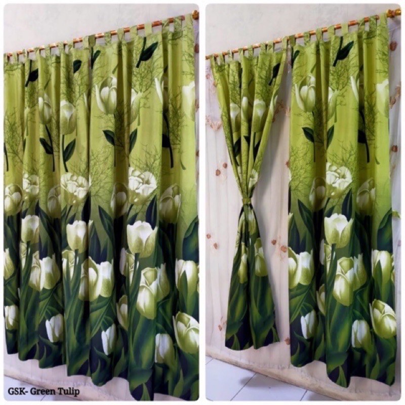 Jual GORDEN TALI + RENDA MOTIF BUNGA TULIP HIJAU | Shopee Indonesia