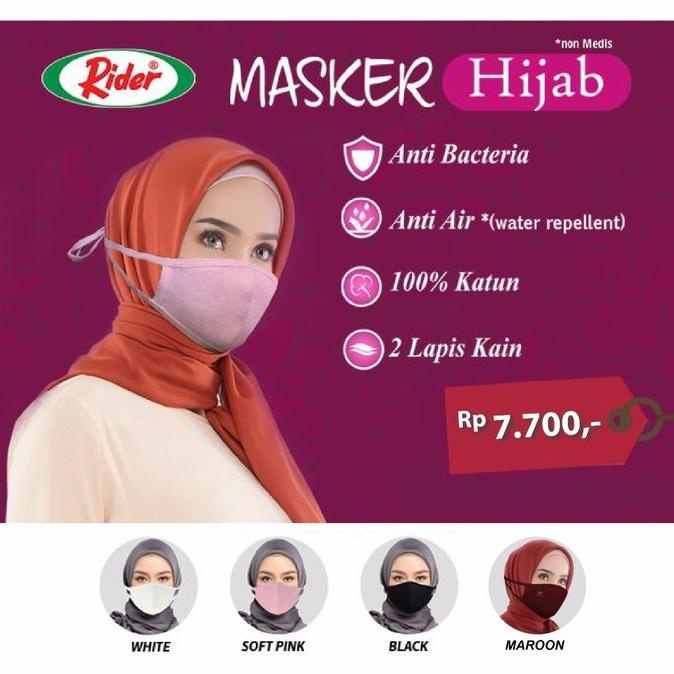 Jual Masker Kain RIDER HIJAB - Anti Air - Anti Bacteria - Merah Muda ...