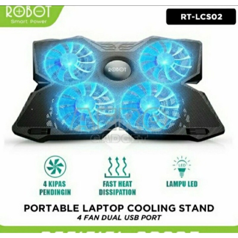 Jual Portable Laptop Cooling Stand Robot 4 Fans RT-LCS02 | Shopee Indonesia