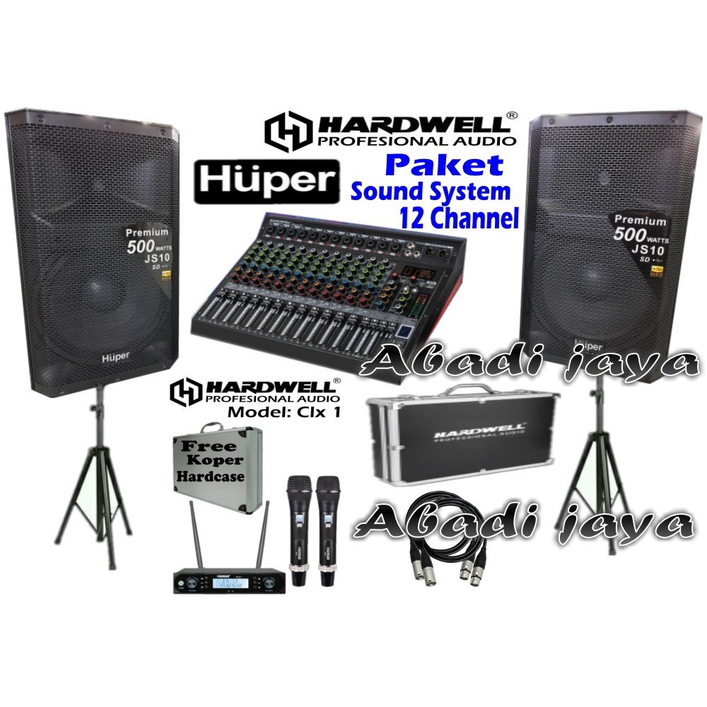 Jual paket sound system huper js 10 15 in hardwell mark 12 12 channel ...