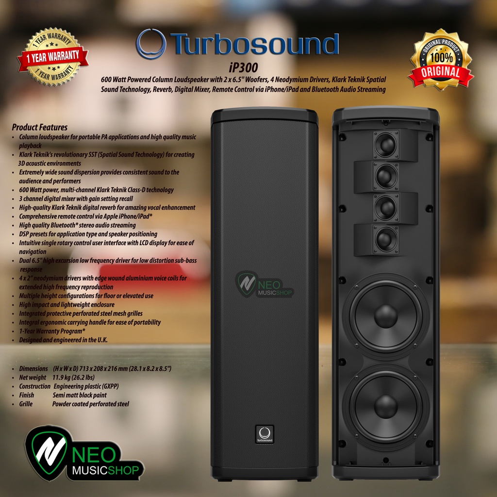 Jual Turbosound iP300 600 Watt Powered Column Loudspeaker | Shopee ...