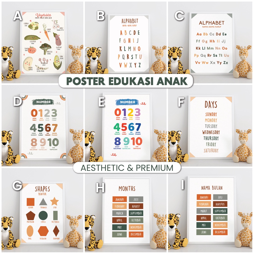 Jual POSTER EDUKASI ANAK TK PAUD SD ANGKA HURUF ALFABET | Shopee Indonesia