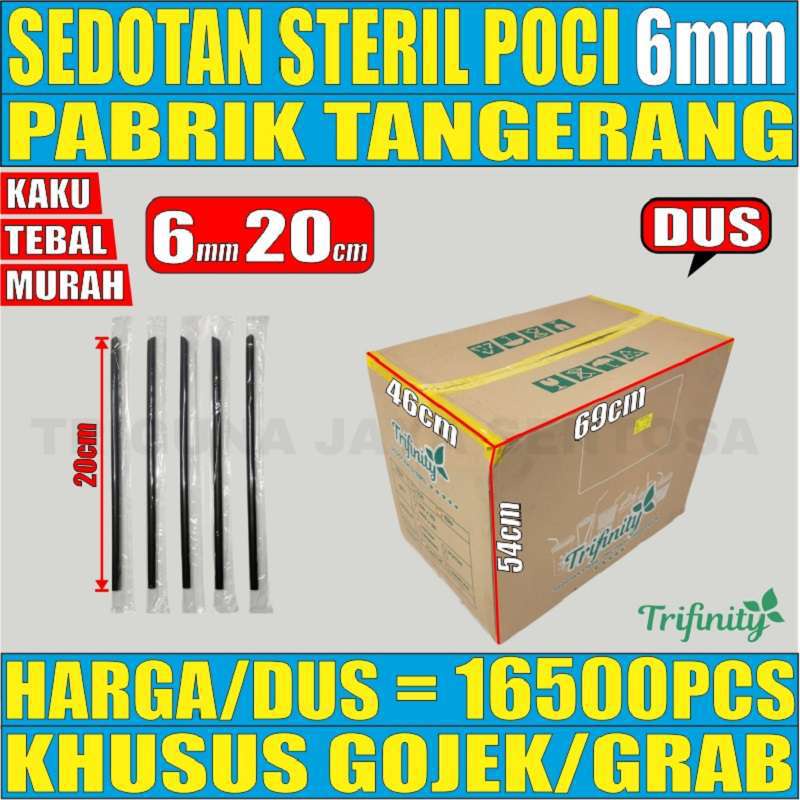 Jual Sedotan 6mm Teh Poci Thai Tea Steril Hitam Panjang 20cm Dus