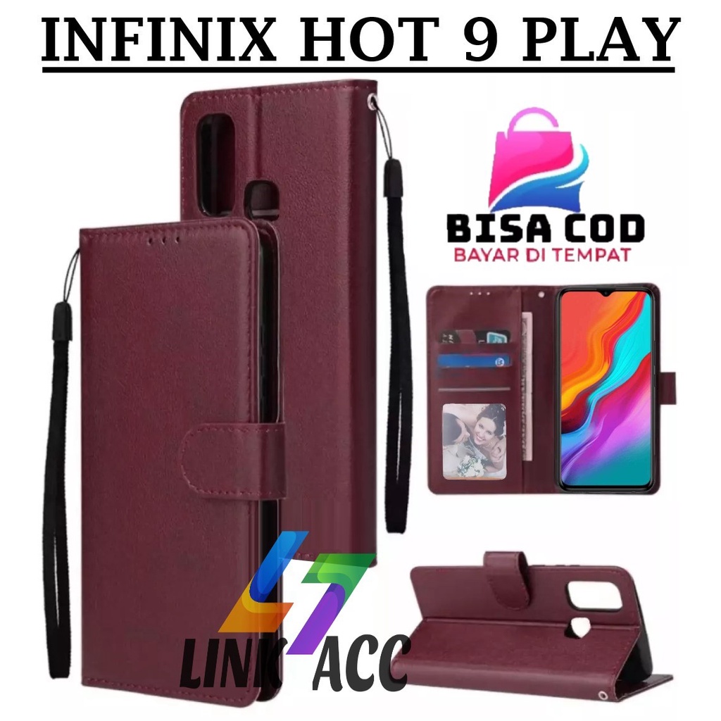 Jual INFINIX HOT PLAY FLIP LEATHER CASE PREMIUM-FLIP WALLET CASE