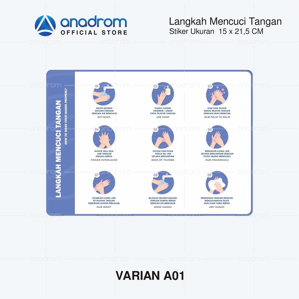 Jual Stiker Edukasi Sticker Langkah Mencuci Tangan Anadrom 3017 Shopee Indonesia 2571