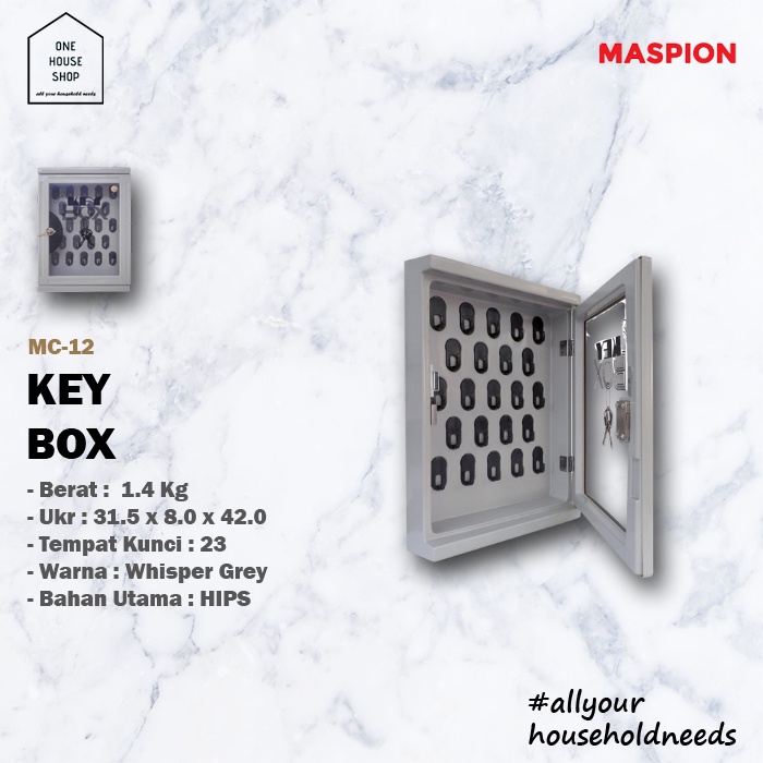Jual Maspion Key Box MC-12 Kotak Kunci Dinding 23 Hook Penutup ...