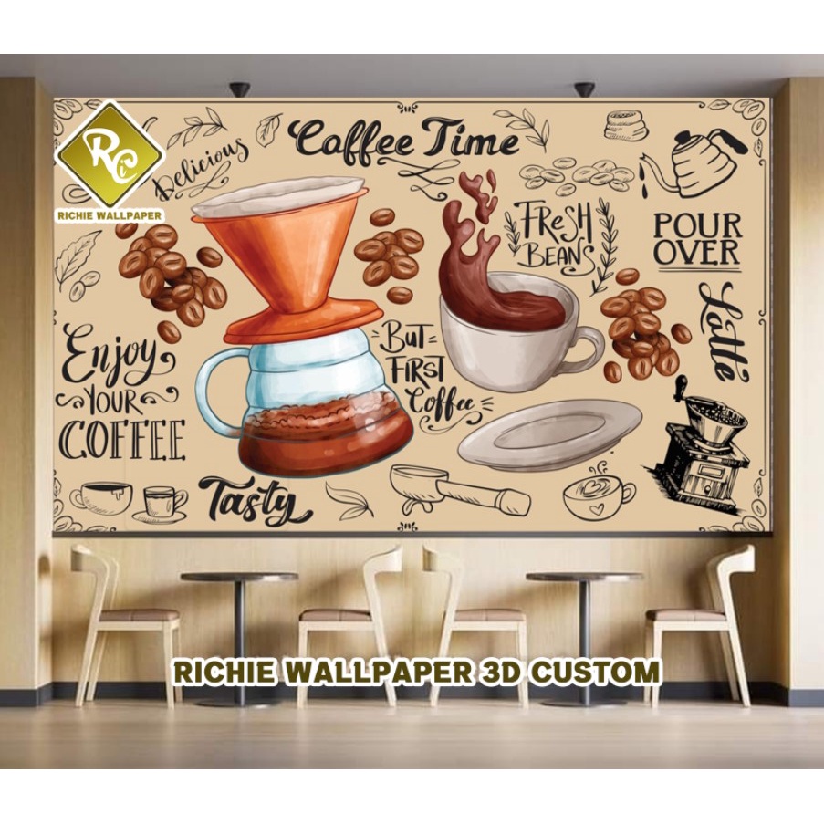 Jual Wallpaper Dinding Coffee Shop Restoran Warung Kopi | Custom Ukuran ...