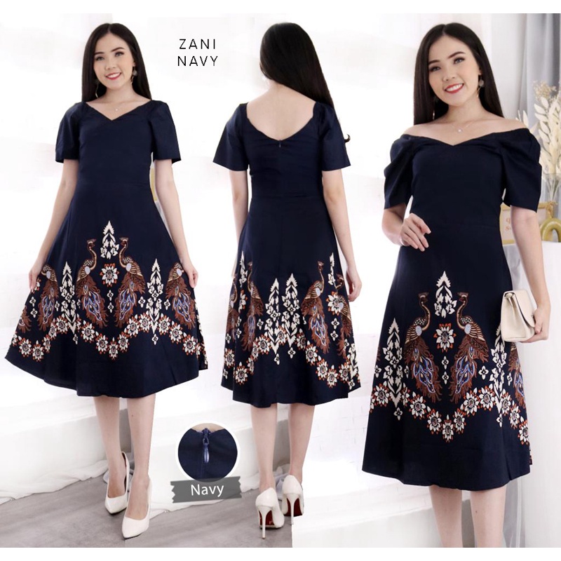 Jual Evercloth Zani Dress Batik Wanita Terusan Batik Couple Modern 