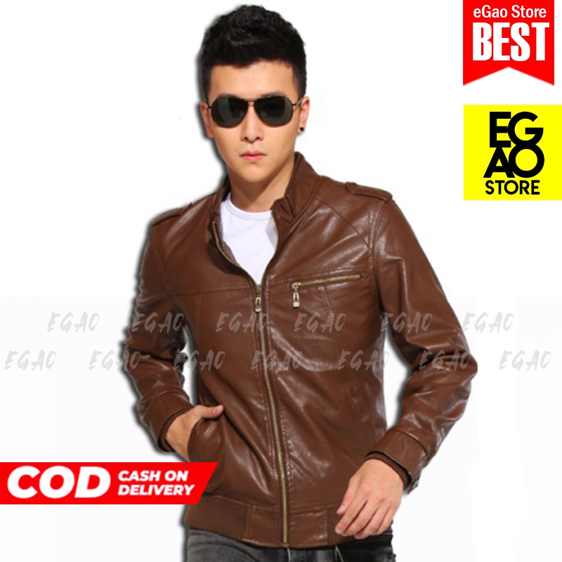 Jual Jaket Kulit Pria Korea Rib Terbaru JK03 Kulit Sintetis | Shopee ...