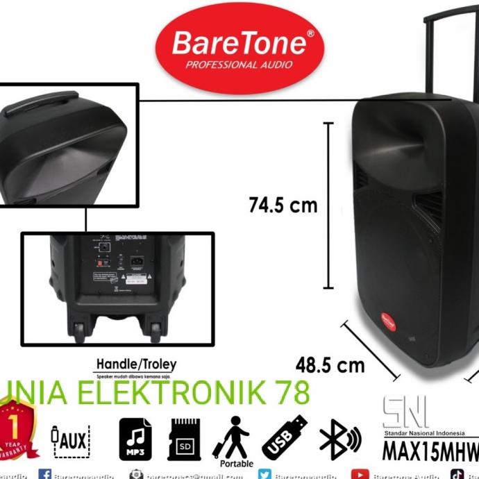 Jual Bare Tone Speaker Aktif Bluetooth Portabel Inch Max Mhwr Revinaserefani Shopee Indonesia