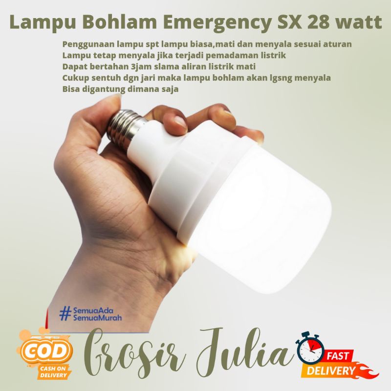 Jual Bohlam Emergency Sx 28w Lampu Sentuh Led 28 Watt Darurat Disentuh