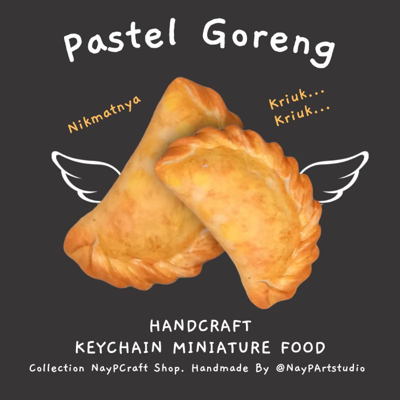 Jual Keychain Pastel Goreng Miniature Food Clay Charm Limited