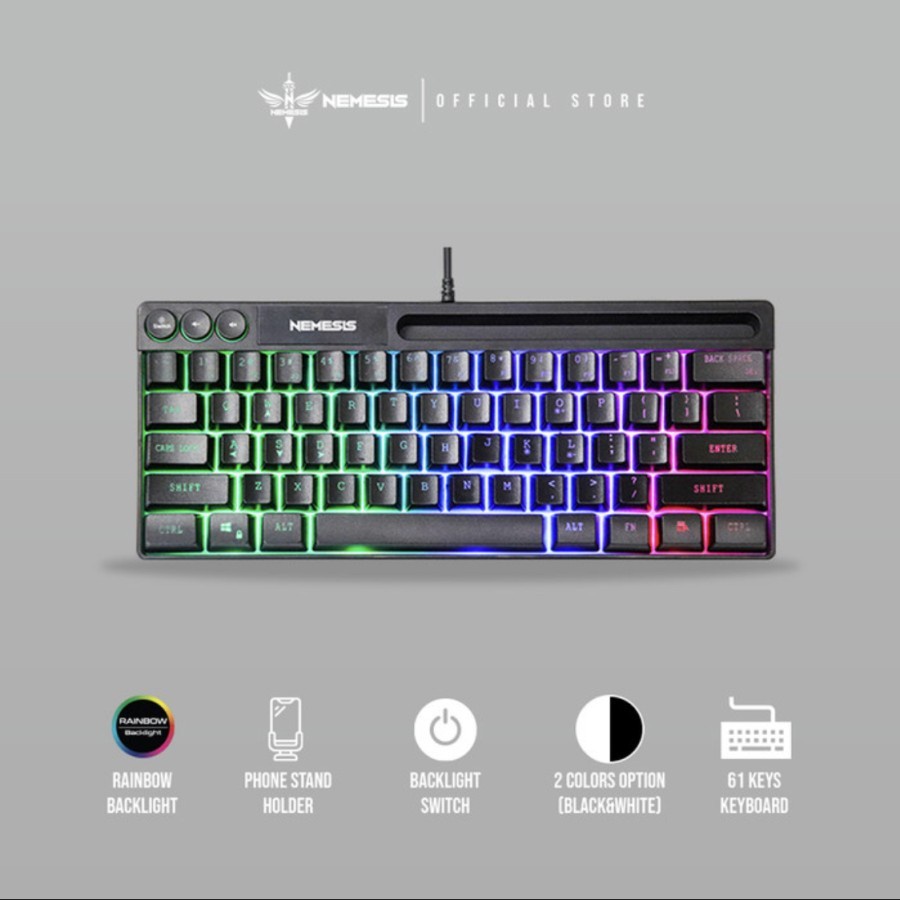 Jual Keyboard mini RGB with stand holder NYK Nemesis ERIS K-06 K06 ...
