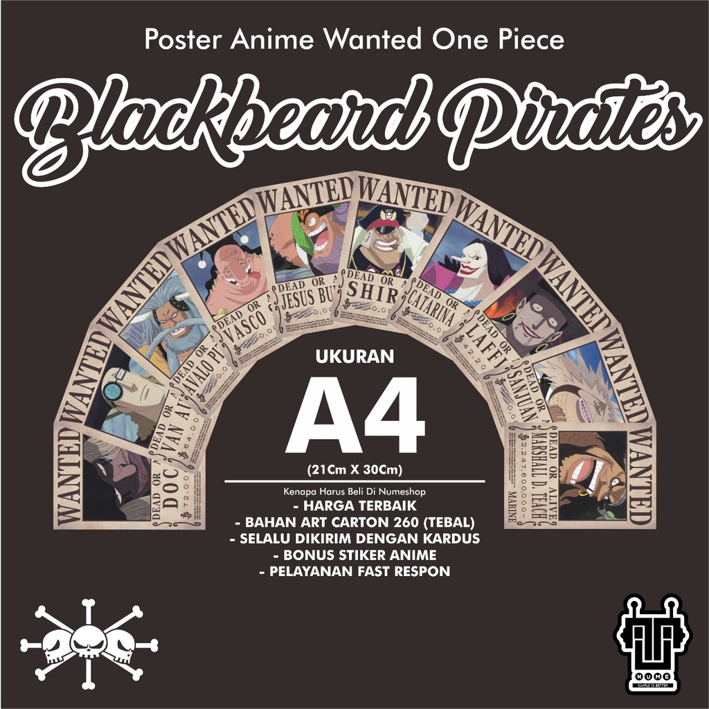 Jual Poster Bounty Poster Wanted Anime One Piece Blackbeard Kurohige ...