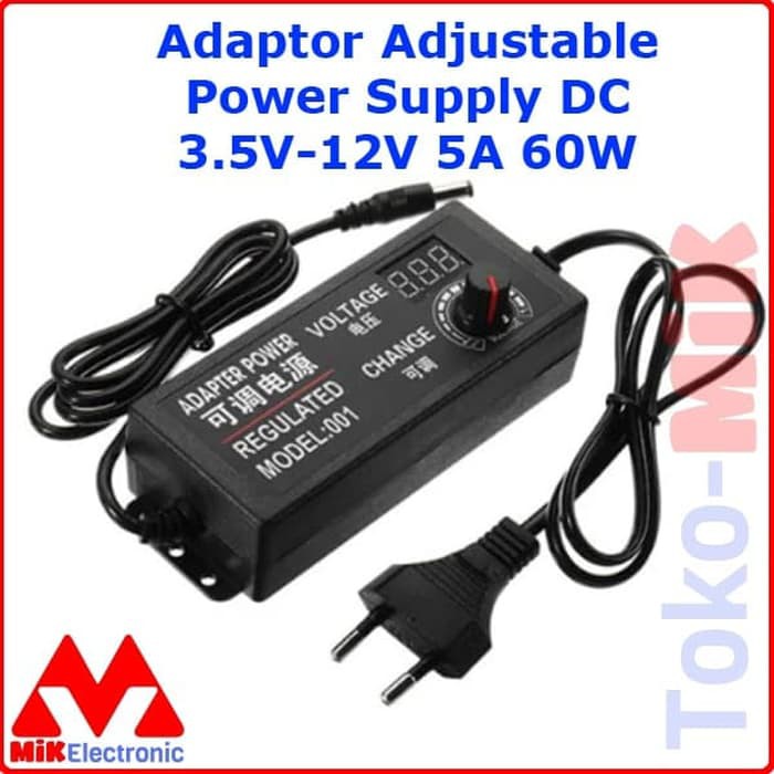 60W Variable Power Supply DC 3.5V ~ 12V 5A Adjustable Universal AC/DC Adapter  100