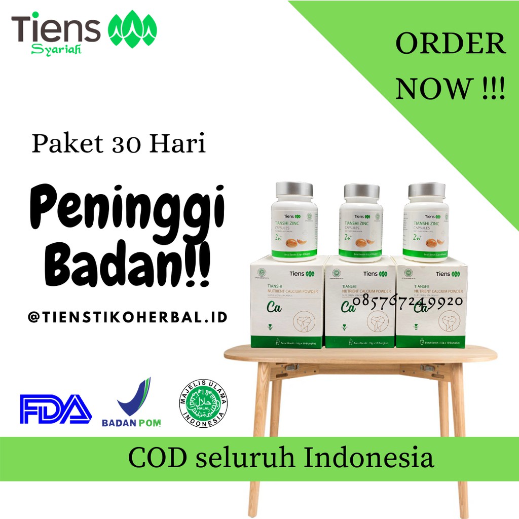 Jual ORIGINAL PAKET PENINGGI BADAN TIENS 30 HARI 3 NHCP 3 ZINC