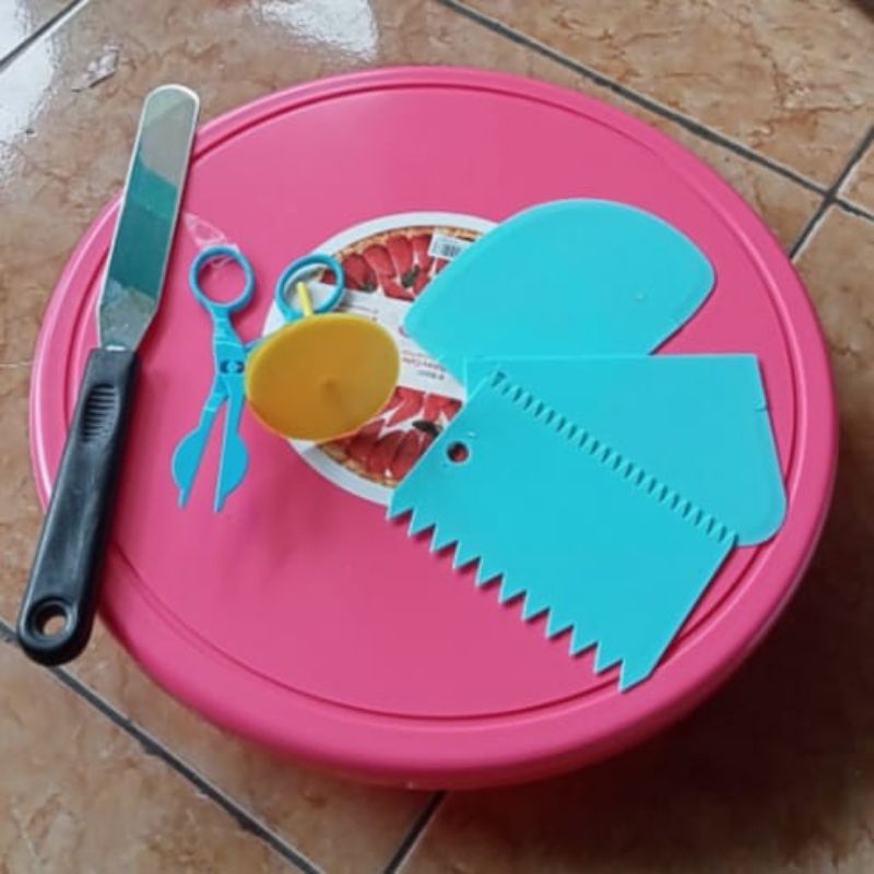 Jual alat hias kue meja putar spatula paku mawar gunting dan Scraper