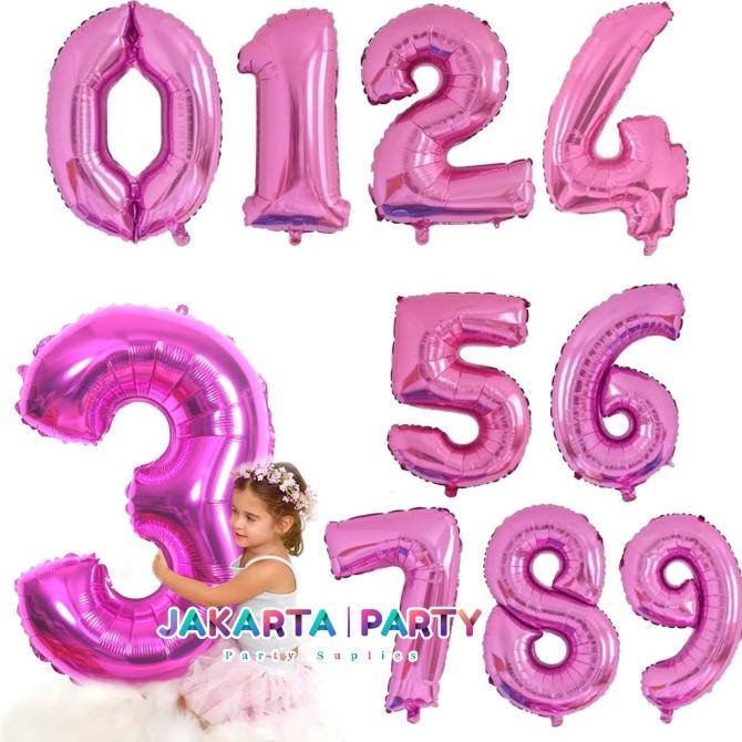 Jual Balon Angka Pink Jumbo 80 Cm Balon Foil Angka Balon Angka